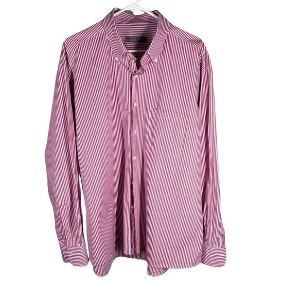 Cassera Mens Sz EU 46 /US 18 1/2 Long Sleeve Red Gray Striped Shirt - Picture 1 of 7